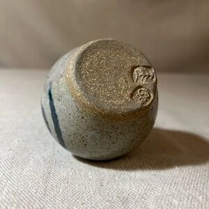 Gray Stoneware Abstract Blue Vase Hand Thrown Pottery Gary Hatcher